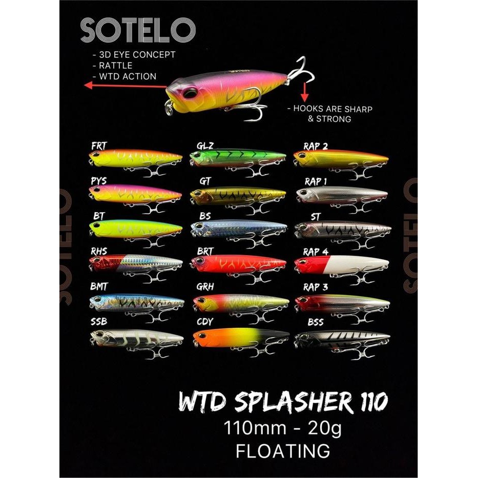 Lure SOTELO WTD SPLASHER 110 (11cm / 20gram) FLOATING
