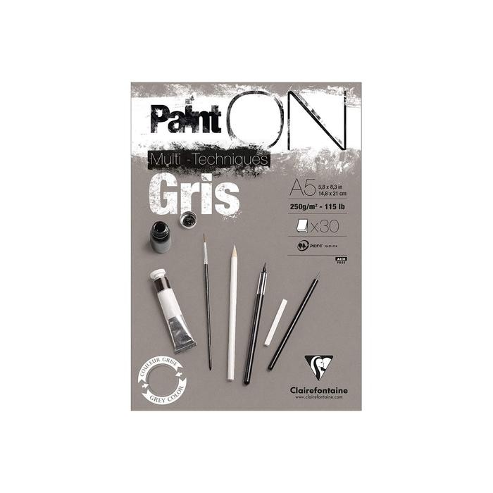 

CLAIREFONTAINE PAINT ON A5 GREY MULTI TECHNIQUES PAPER PAD