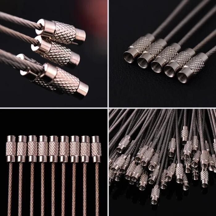

(Expert) Gantungan Kunci Tali Kawat Seling Besi Ulir Stainless 10 PCS