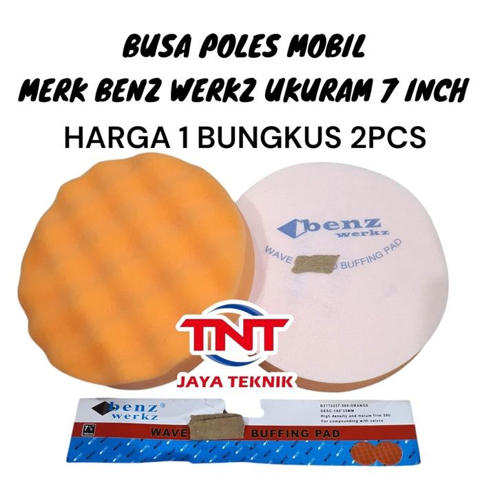 MELAYANI FAKTUR PAJAK BUSA POLES MOBIL ORANGE 7 INCH BENZ WAVE BUFFING PAD 2 PCS 7"