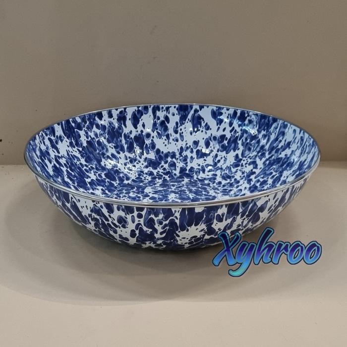 Mangkok Besar Baskom Jumbo 36cm Enamel Biru Blirik