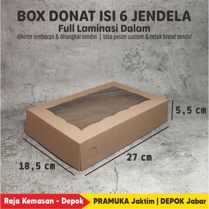 (Expert) Box Donat Isi 6 Kraft Polos Jendela Full Laminasi