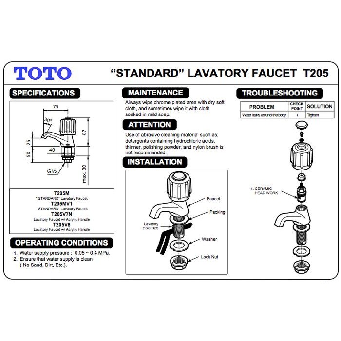 Paling Murah Toto Kran Wastafel - Basin Air Dingin T 205 Mb