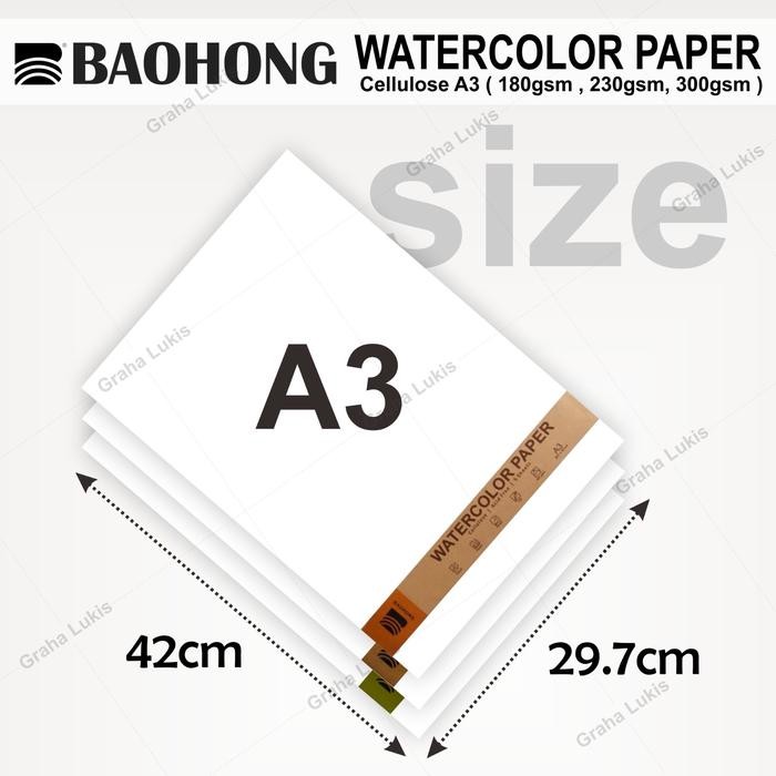 

WATERCOLOR PAPER BAOHONG 300GSM CELLULOSE A3 KODE 175