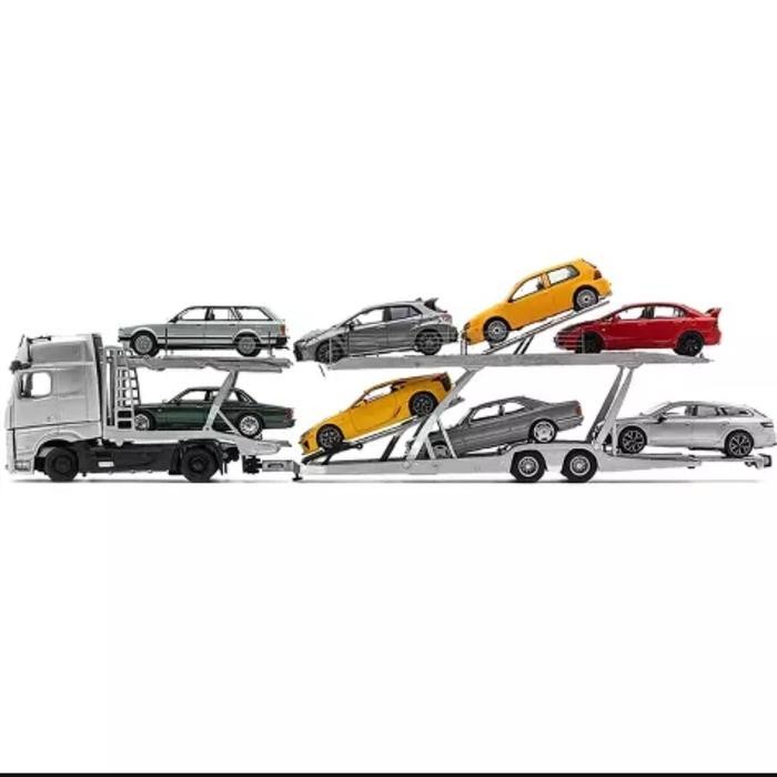 BEST SELLER GCD 1/64 MERCEDES-BENZ ACTROS AMG AUTO TRANSPORTER SILVER METALLIC 1/64 DIECAST MODEL BY