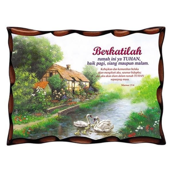 Hiasan Dinding Berkatilah / Angsa Pajangan Gantung Dekorasi Rumah Kristen Rohani Kayu