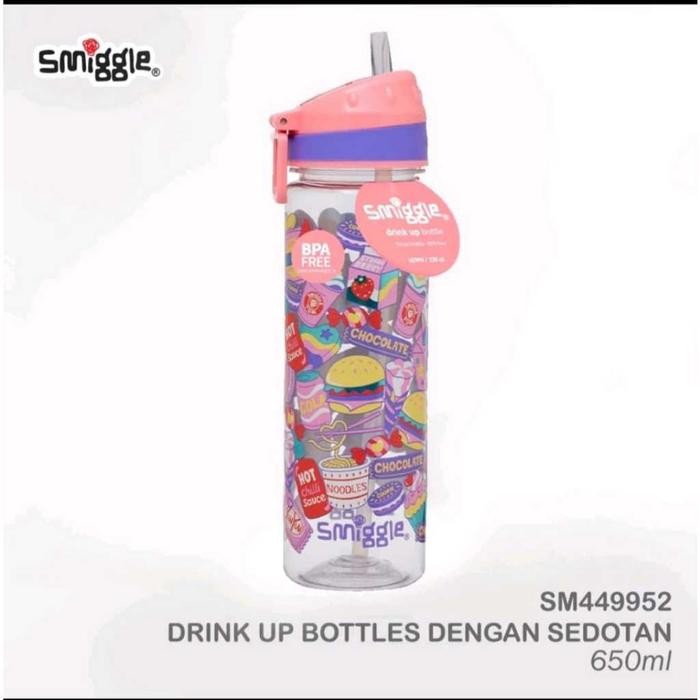 Botol Minum Anak Smiggle 650ml BPA Free dengan sedotan silikon - 2002A