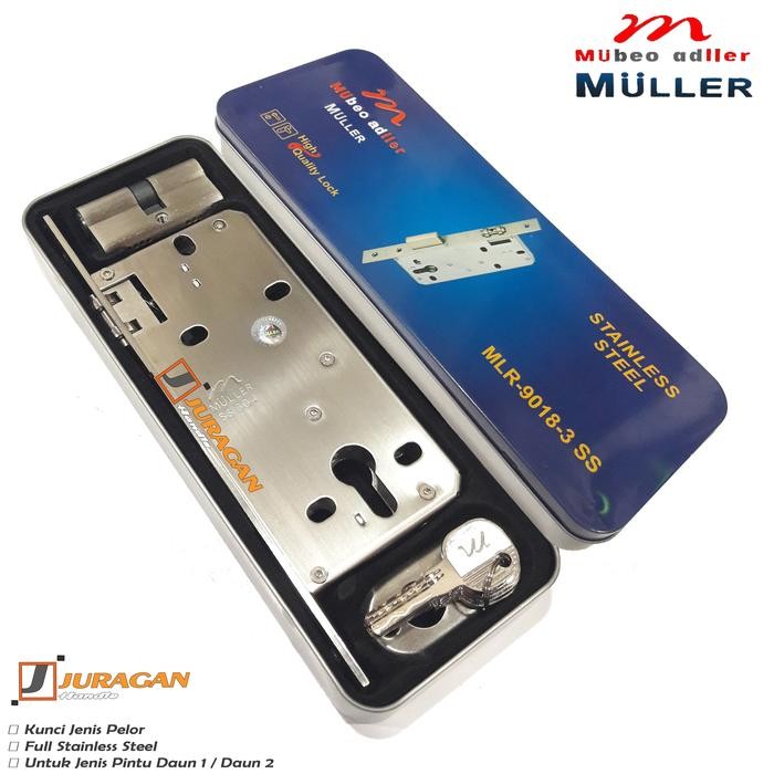 PREMIUM Body Kunci MULLER Original - Body Pelor Kunci Pintu Stainless Steel Full - Set Kunci Pintu