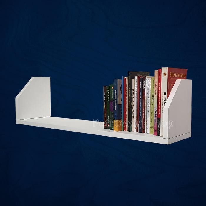 PREMIUM Kokoh Rak Buku Kayu Tempel Dinding Minimalis Panjang Ukuran 80 x 20 x 20 CM - Penyimpanan
