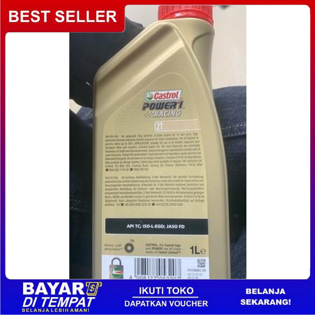 FREE ONGKIR OLI SAMPING CASTROL POWER 1 RACING 2T API TC JASO FD UKURAN 1L NOT BISA COD