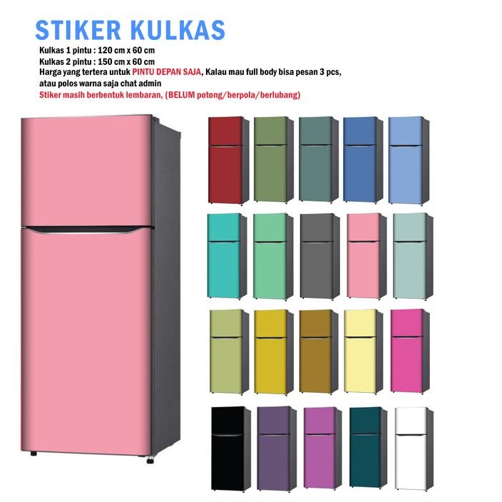 BEST SELLER Stiker Kulkas 1 Pintu dan Sticker Kulkas 2 pintu Warna Polos
