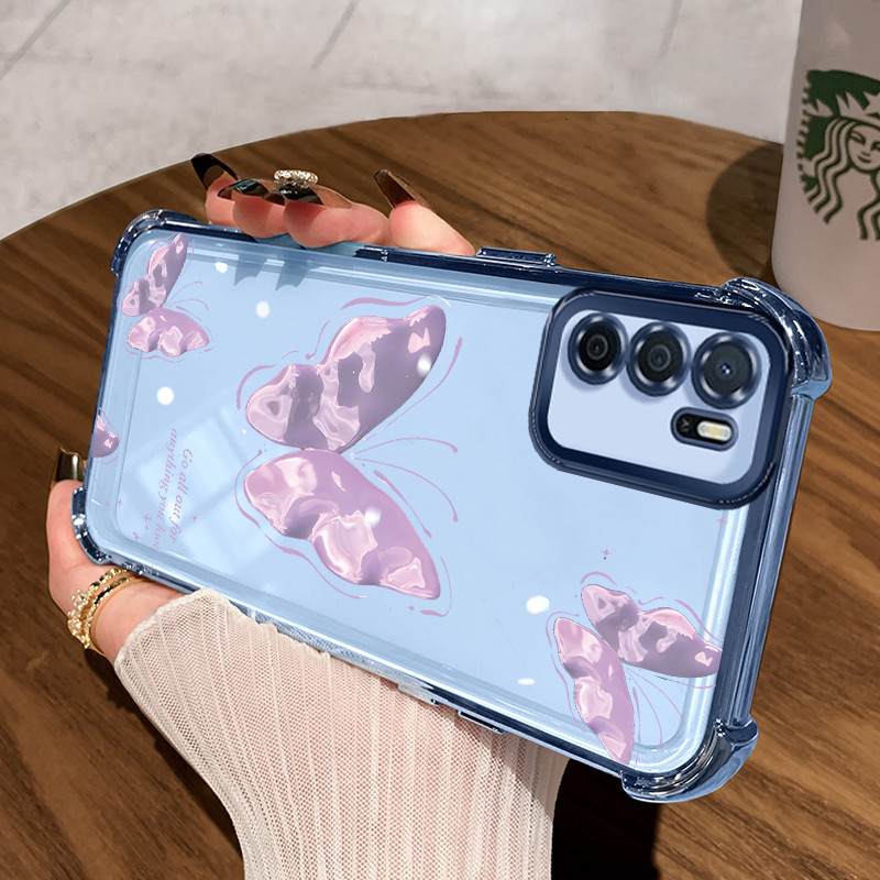Casing Hp untuk OPPO A16 A16s A54s Case Casing Diamond Kupu-kupu Kesing HP Empat Sudut Anti Gugur So