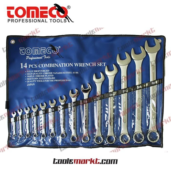 Paling Murah Tomeco 14 Pcs Kunci Ring Pas Set Cr-V Model Aigo 8-32Mm