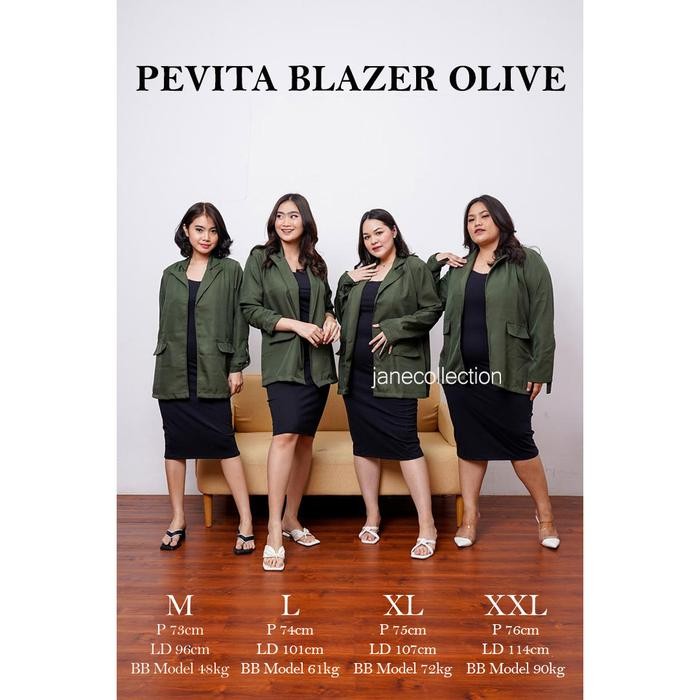Blazer Wanita Hijau Kantor Formal Outerwear Pevita Blazer Olive Army
