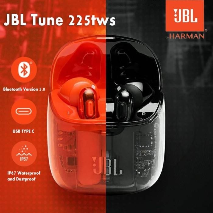 HEADSET BLUETOOTH JBL TUNE 225 TWS GHOST EDITION WIRELESS EARPHONE