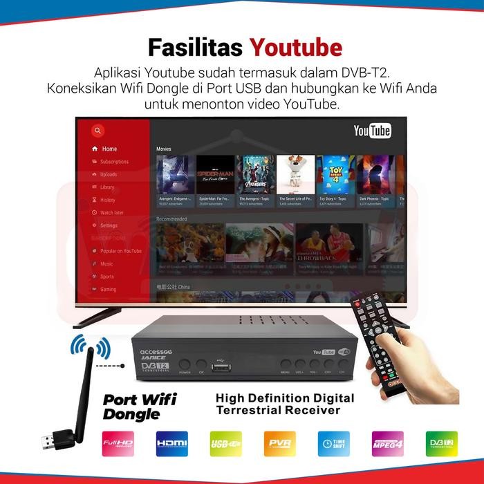 TERBARU Set Top Box DVB T2 Accessgo Janice U002 bisa akses youtube Kode 843