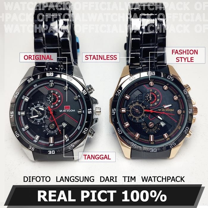 VV-025 Jam Tangan Pria Stainless Original Tahan Air Fashion Tanggal Otomatis Aksesoris Arloji Cowok