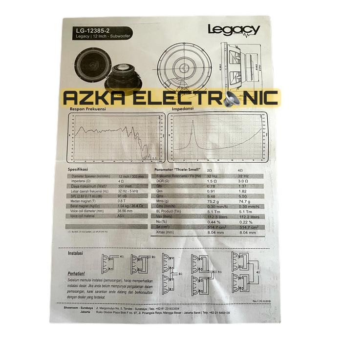 Terbaru Speaker Subwoofer Legacy Sparta 12 Inch Original