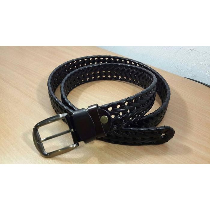 Terbatas Ikat Pinggang Pria Kulit Asli Anyam