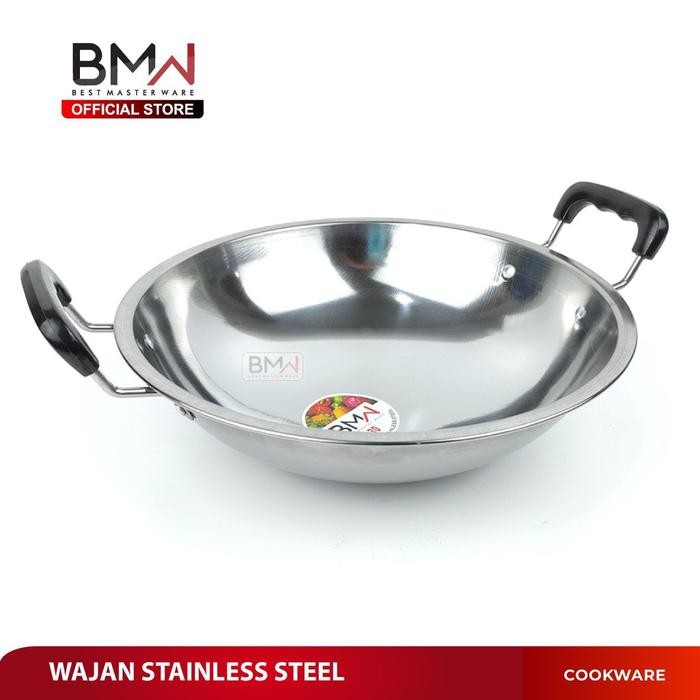 Wajan Kuali Wok Pan Penggorengan Stainless Steel Tebal Anti Lengket Gratisongkir