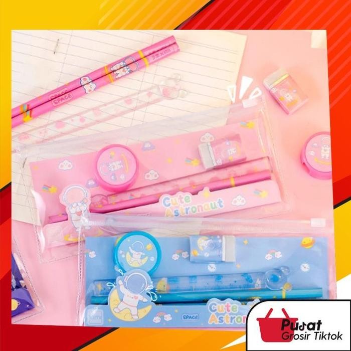 

READY BISA COD S5942 Alat Tulis Set Mini Stationary / Set Alat Tulis 5 In 1 Karakter Pensil