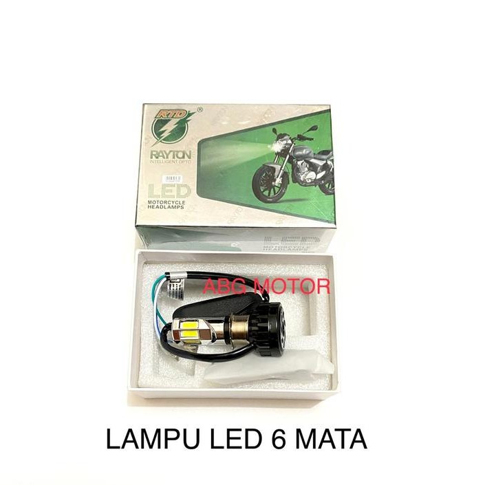 BOLA LAMPU DEPAN MOTOR LED 6 MATA UNIVERSAL RTD