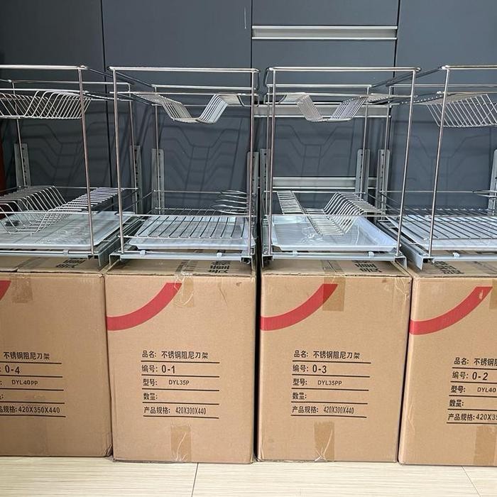 Rak Piring 2 Susun Stainless Tarik / Rak Piring Lemari Dapur Tarik / Rak Piring Piring / Rak Piring