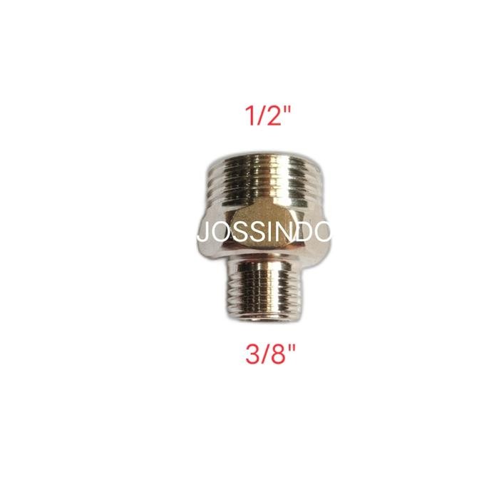 Double nepel Stenlees 3/8x1/2 / Double Nepel 1/2x3/8 Stenlees