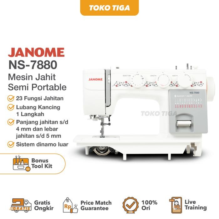 Mesin Jahit JANOME NS-7880 / NS7880 Semi Portable - Body Full Besi