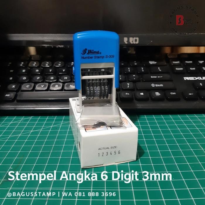 

Stempel Angka 6 Digit Nomor Tinggi 3mm Shiny S309 S-309 Tinta Biru Kertas