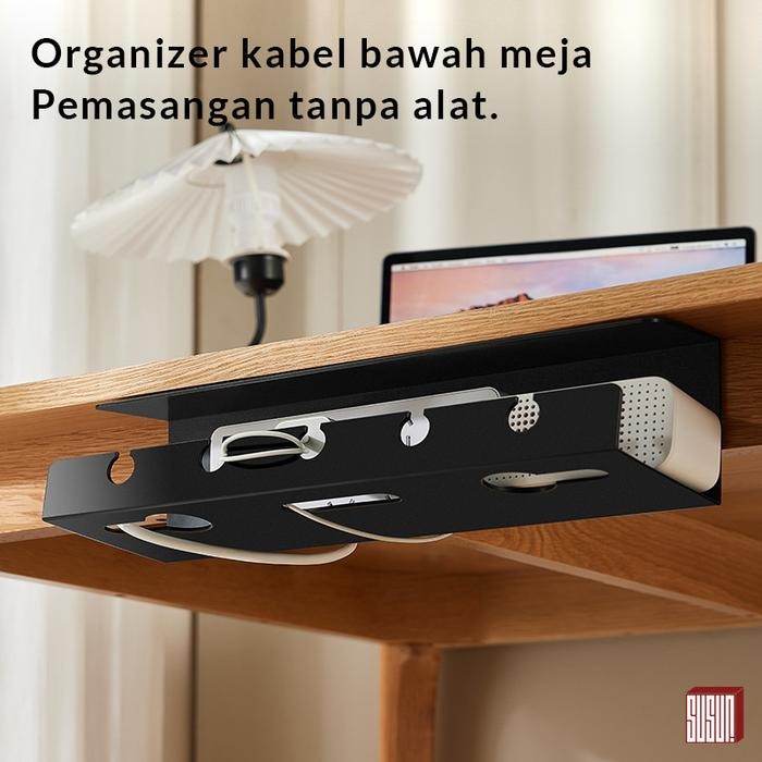 

Rak Penyimpanan Kabel Cable Management Tray Under Desk Organizer Cable Charger Instalasi Tanpa Alat