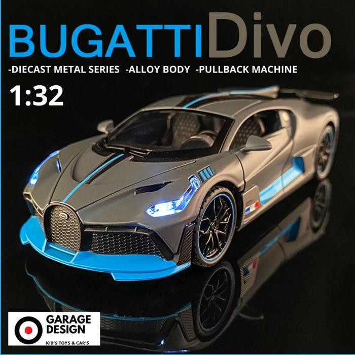Diecast Miniatur Mobil Bugatti Divo Skala 1:32 - Alloy Model Pajangan Miniatur Bugatti Divo Mobil