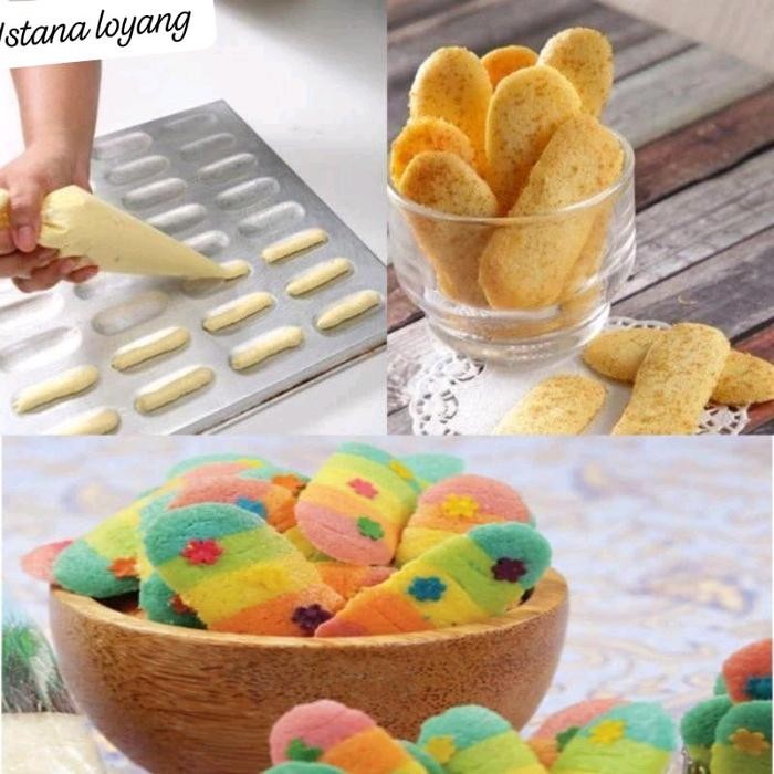 Loyang Lidah Kucing Bahan Aluminium Anti Lengket Cetakan kue lidah kucing