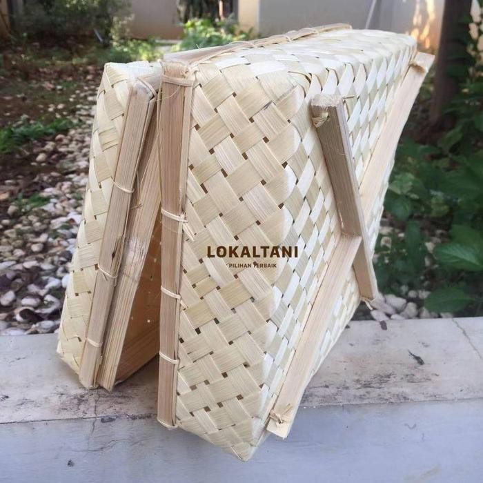 Besek Lebaran Hias 25Cm/ Besek Kaki Bambu Premium Kokoh/Besek Catering