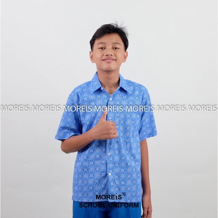(Expert) Seragam Baju Batik SD/MI/TK/PAUD JM Biru 003