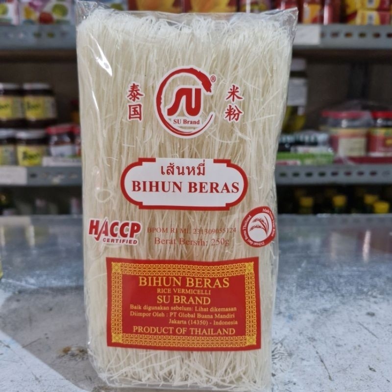 

250 gram Bihun beras thailand label halal super rice / BIHUN SU / Bihun Thailand Halus / Bihun Beras Putih Import