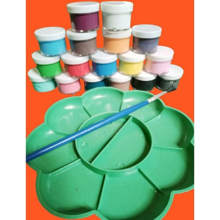 

1 Set (17 Cat Warna Lukis+Kuas+Pallet)