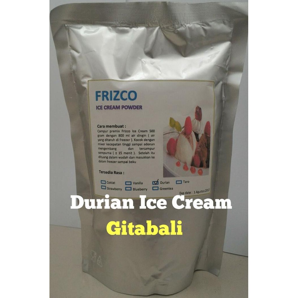 

FyZ Durian Ice Cream FRIZCO, Bubuk Tepung Bahan ES Krim, 500 g