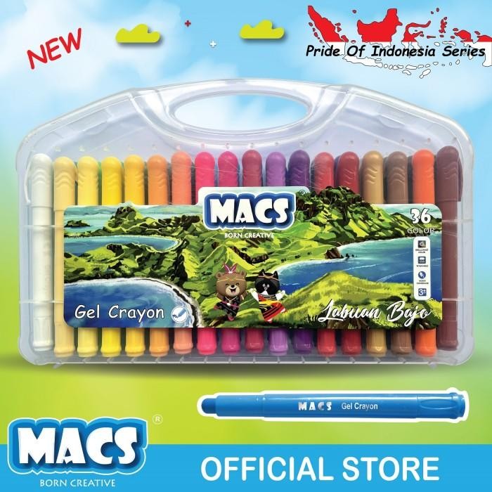 

Gel Crayon Silky Crayon Krayon Macs 36 Warna Dapat Dicuci Washable Gratisongkir