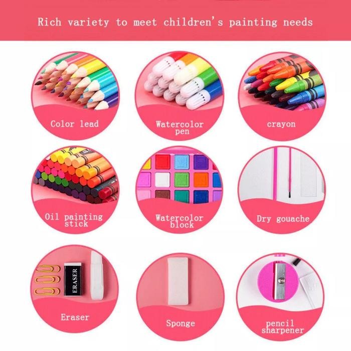 

Art Full Set Crayon 208 Pcs / Krayon Alat Lukis Anak Pensil Warna Cat Air Perlengkapan Mewarnai Set