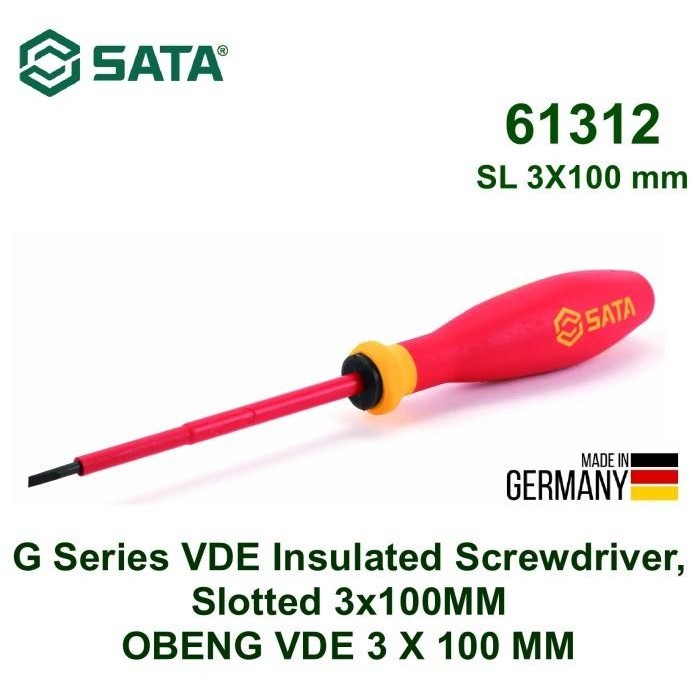 Obeng Listrik Minus 3 X 100 mm (Germany) 61312 Screwdriver Sata Tools