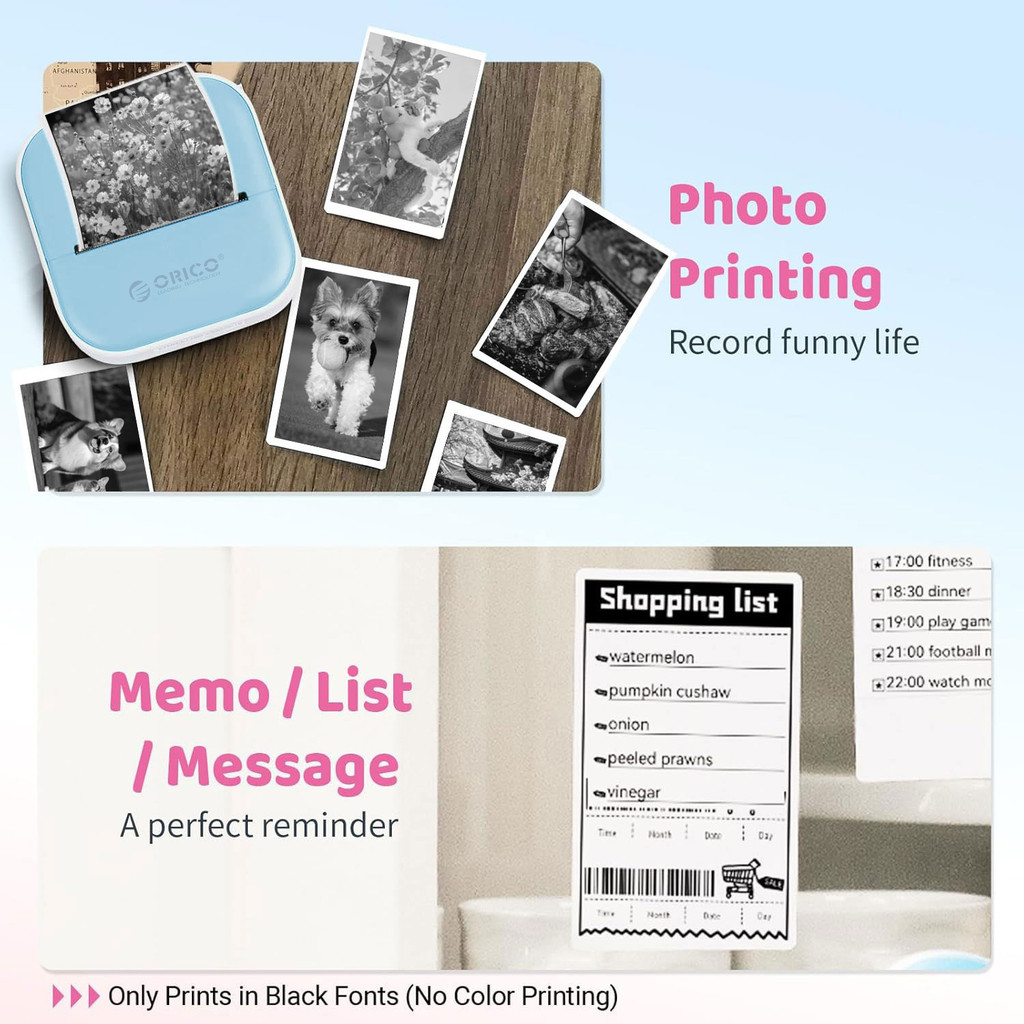 Mini Thermal Printer, DIY Printer, Ink-Free, Suitable For Students, Office And Memory Preservation
