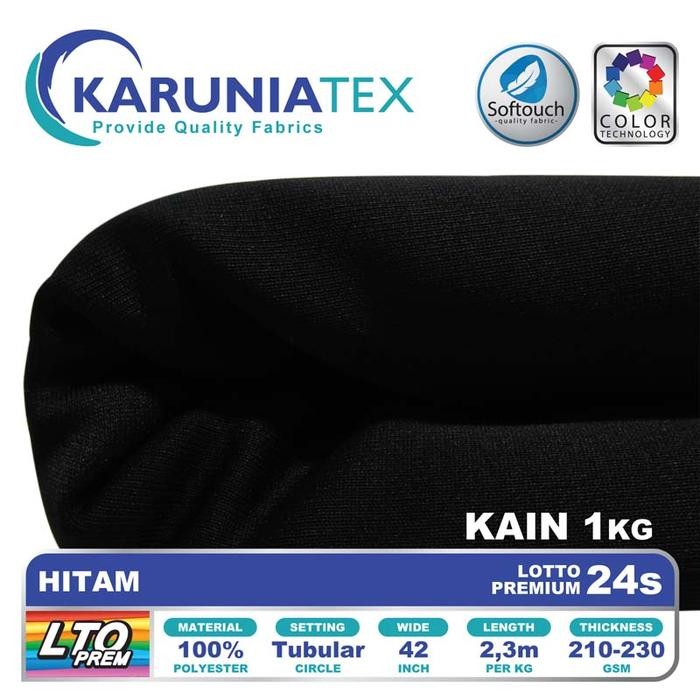 

KAIN LOTTO PREMIUM 24S HITAM KARUNIA TEXTILE KODE 148
