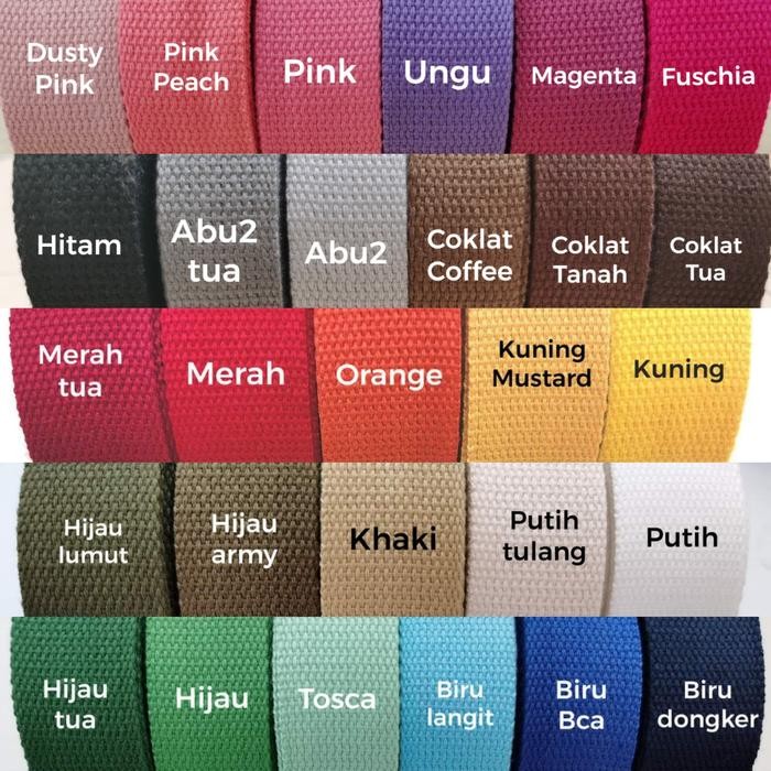 

WEBBING 2CM KATUN IMPORT (PER 5M) KODE 104