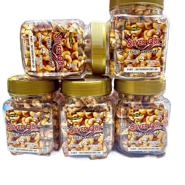 

ETHES Coklat JAR Silver Qui isi 40pcs Chocolate Cokelat Makanan stik rocks Toples Cemilan Snack Food
