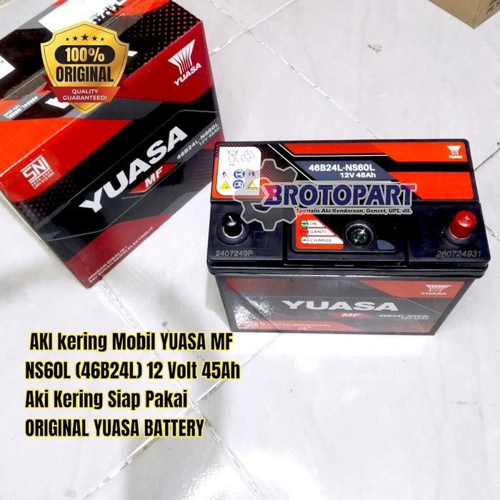 Aki Mobil Yuasa NS60L 46B24L MF 12V 45Ah Aki Kering Yuasa Best Quality