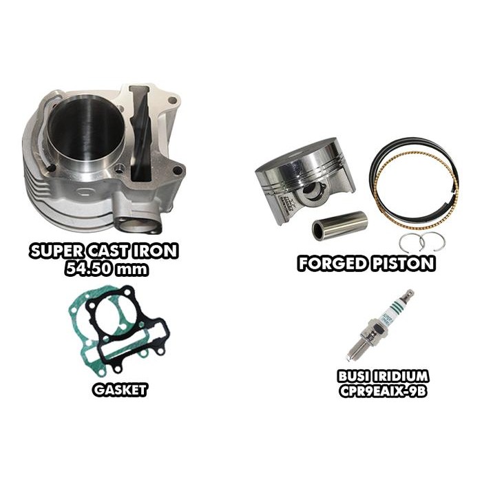 Blok BRT BEAT KARBU Piston FORGED 54.50 Bore Up Beat Scoopy Spacy Karburator 130cc Best Quality