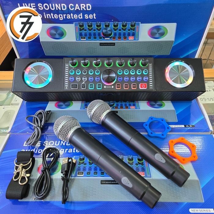 Speaker Soundcard Karaoake Sy8 Extra 2 Mic Wireless