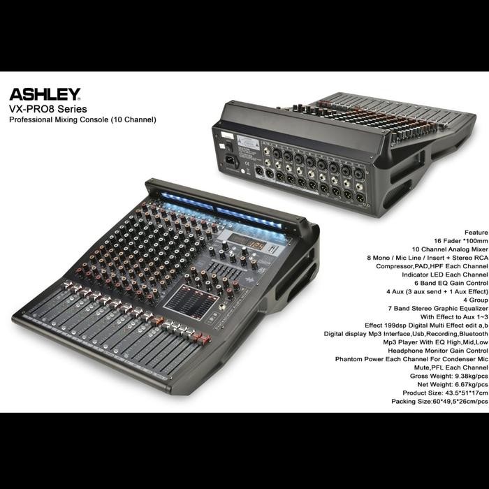 ASHLEY VX PRO8 8CH MIXER ASHLEY VX PRO 8