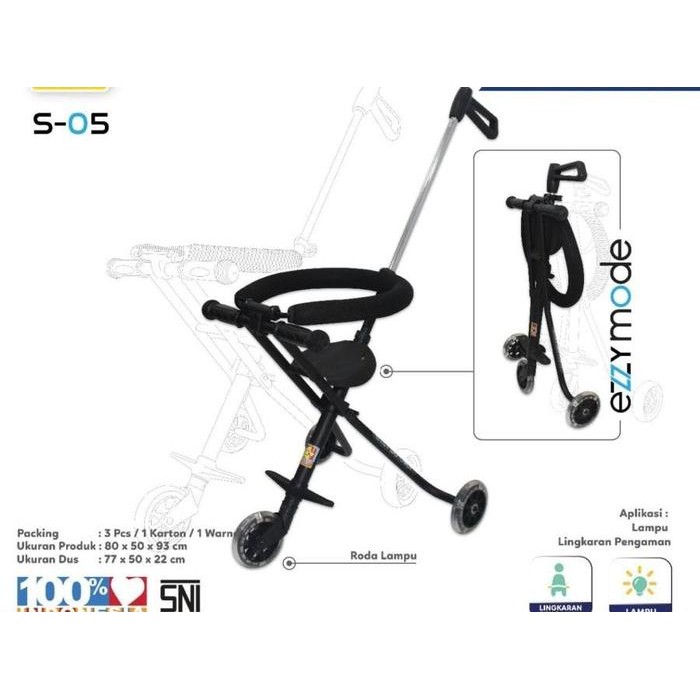 S-05 Ezzy stroller pmb S05 kereta dorong bayi roda 3 lipat